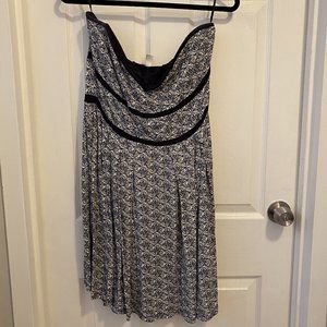 MNG by Mango Strapless Blue Floral Dress